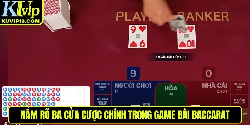 Nắm rõ ba cửa cược chính trong Baccarat