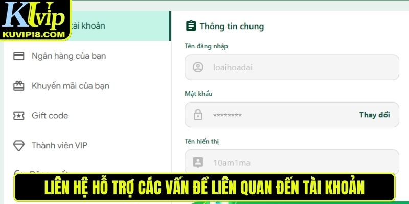 Liên hệ hỗ trợ các vấn đề về tài khoản