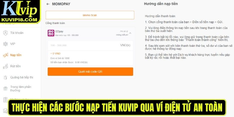 Nạp tiền KUVIP qua ví điện tử